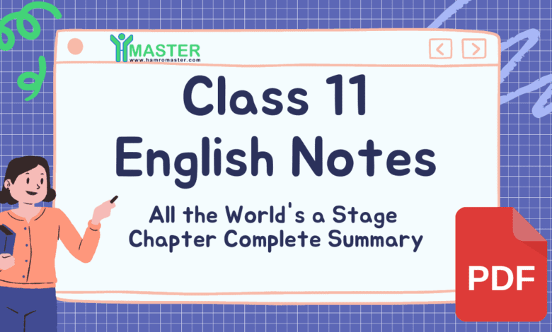 Class 11 English All the World’s a Stage Poem Summary and Analysis