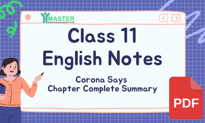 Class 11 English Corona Says Poem Summary and Analysis